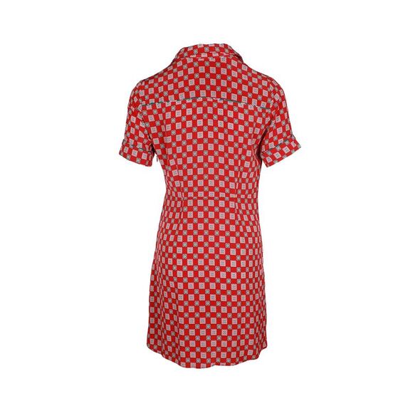 Sandro Paris Printed Front-Knot Mini Dress in Red Silk